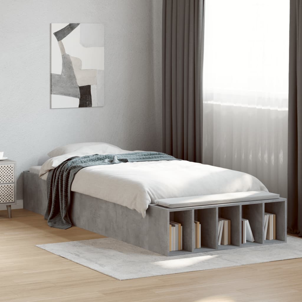 Cadre de lit sans matelas gris béton 75x190 cm - XIOS
