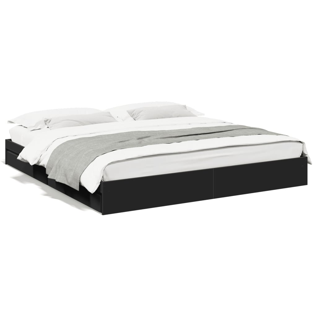 Cadre de lit avec tiroirs sans matelas noir 200x200 cm - XIOS