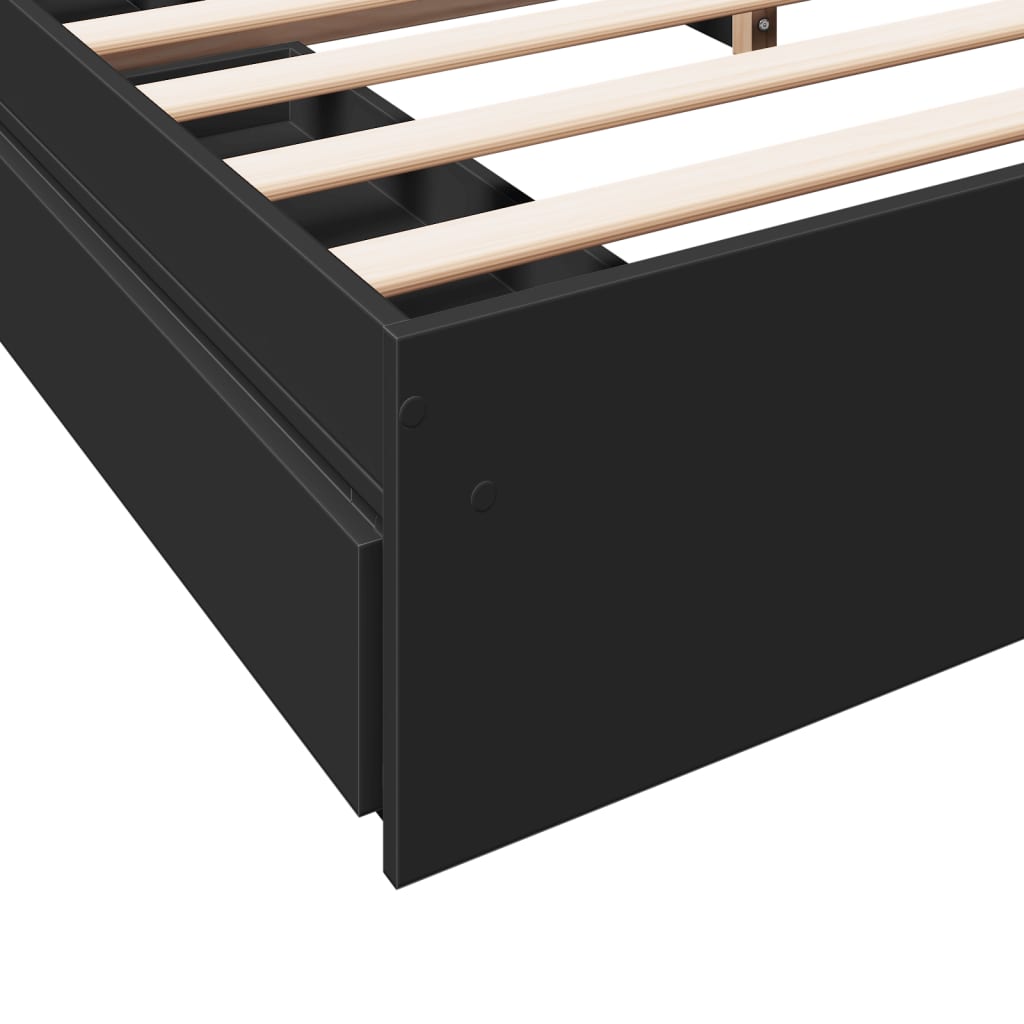 Cadre de lit avec tiroirs sans matelas noir 200x200 cm - XIOS