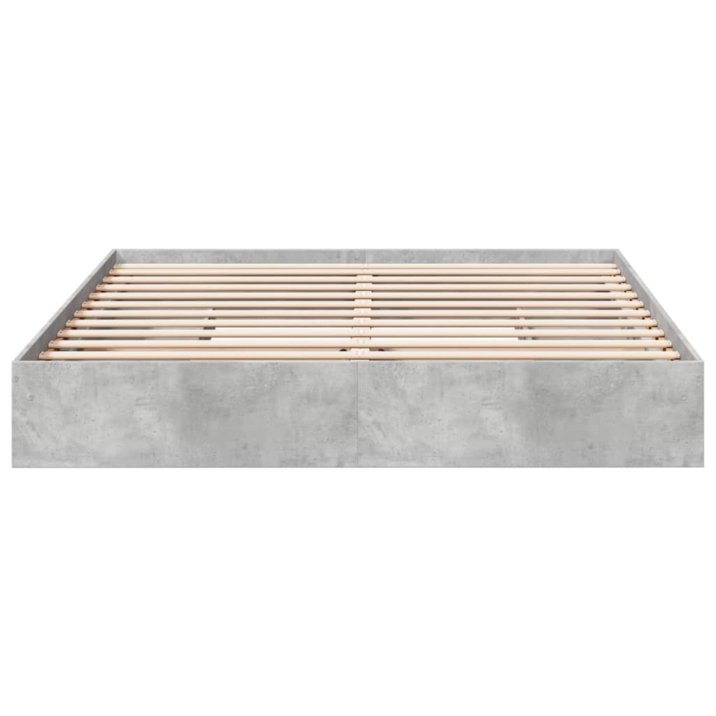 Cadre de lit avec tiroirs sans matelas gris béton 200x200 cm - XIOS