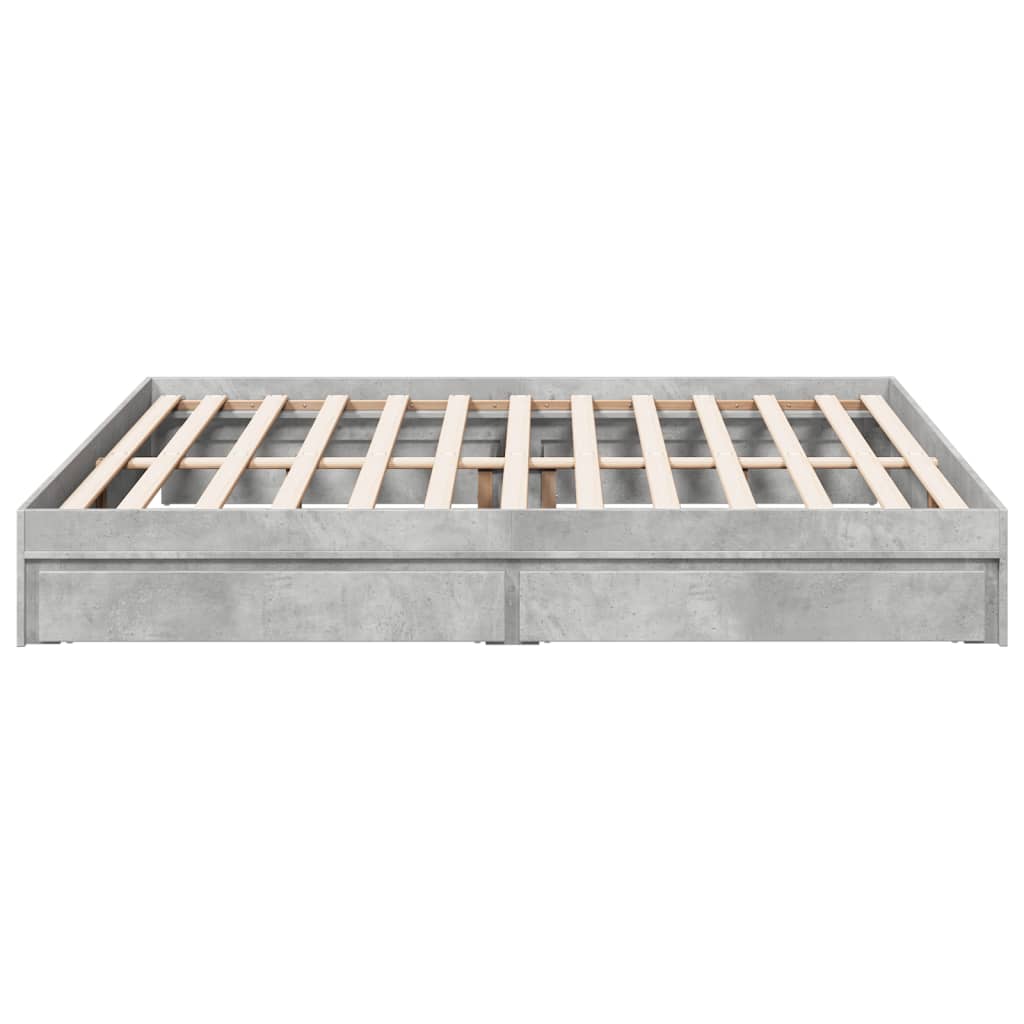 Cadre de lit avec tiroirs sans matelas gris béton 200x200 cm - XIOS