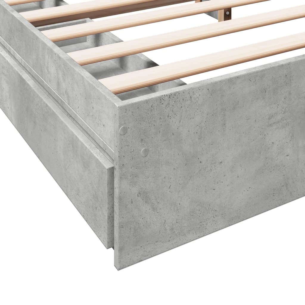 Cadre de lit avec tiroirs sans matelas gris béton 200x200 cm - XIOS