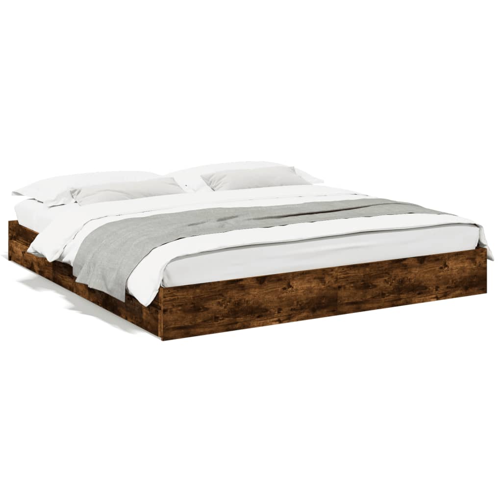 Cadre de lit avec tiroirs sans matelas chêne fumé 200x200 cm - XIOS