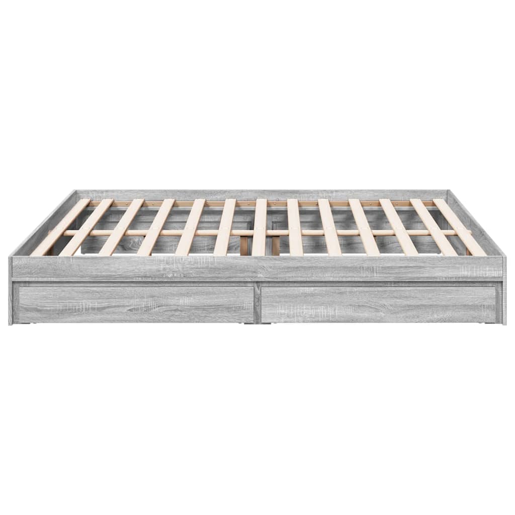 Cadre de lit avec tiroirs sans matelas sonoma gris 200x200 cm - XIOS