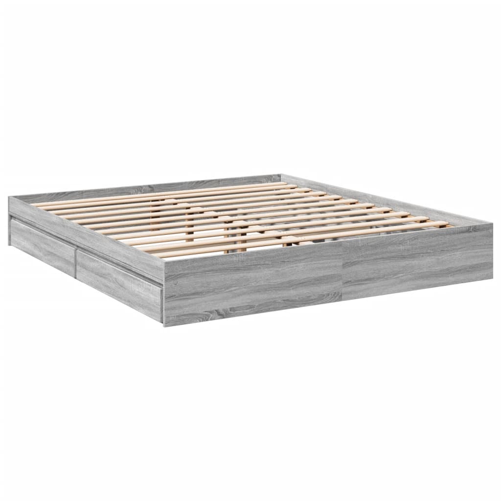 Cadre de lit avec tiroirs sans matelas sonoma gris 200x200 cm - XIOS