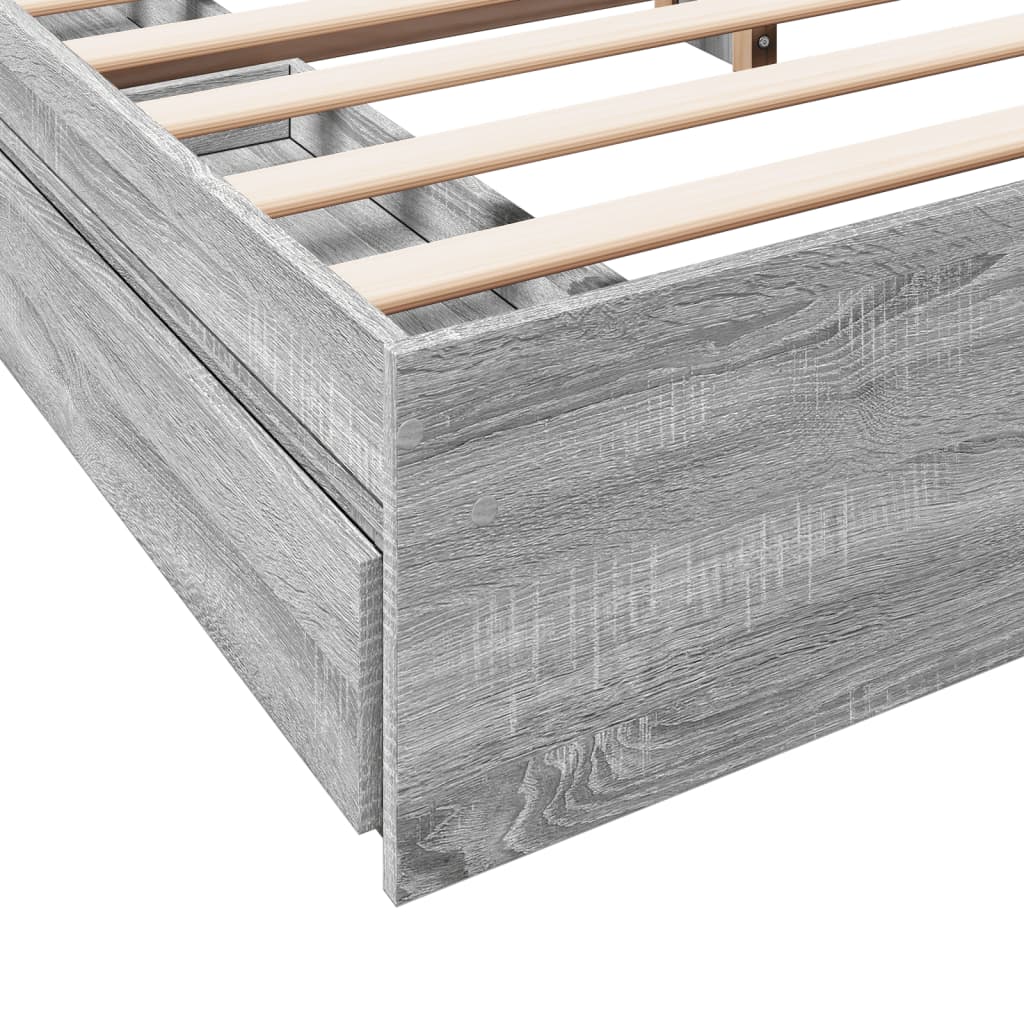 Cadre de lit avec tiroirs sans matelas sonoma gris 200x200 cm - XIOS