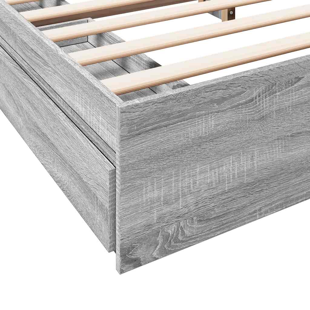 Cadre de lit avec tiroirs sans matelas sonoma gris 200x200 cm