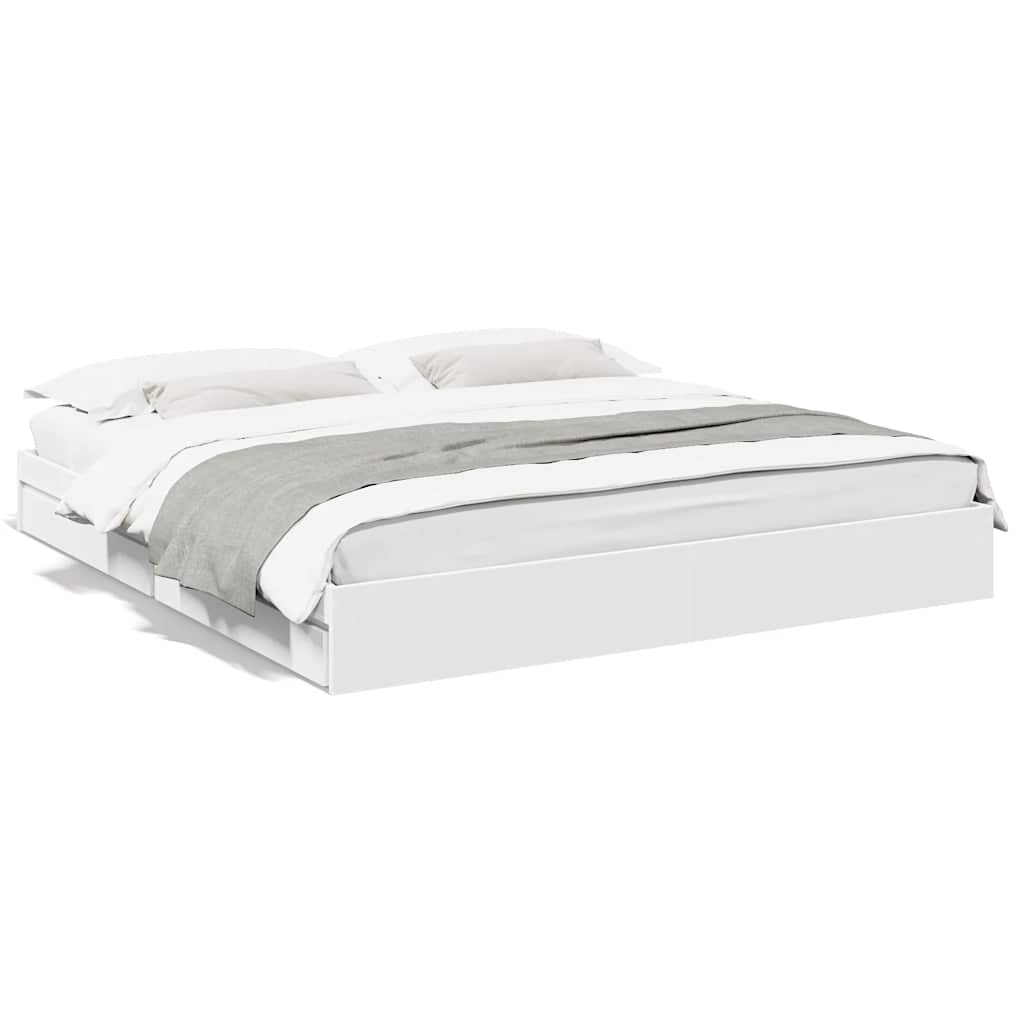 Cadre de lit avec tiroirs sans matelas blanc 180x200 cm - XIOS