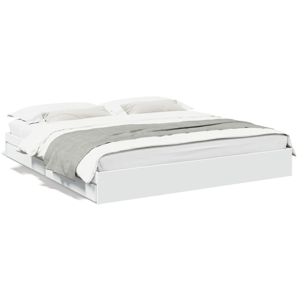 Cadre de lit avec tiroirs sans matelas blanc 180x200 cm - XIOS