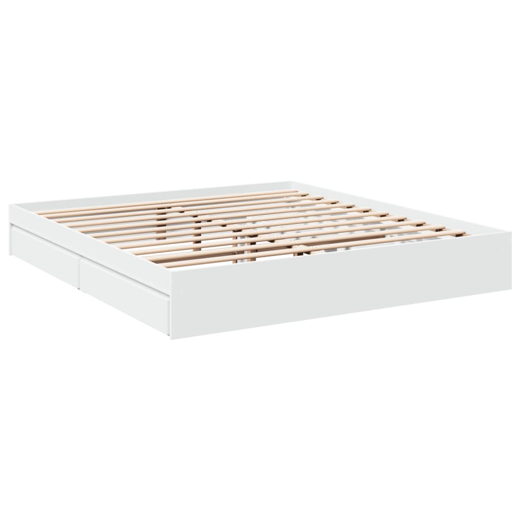 Cadre de lit avec tiroirs sans matelas blanc 180x200 cm - XIOS