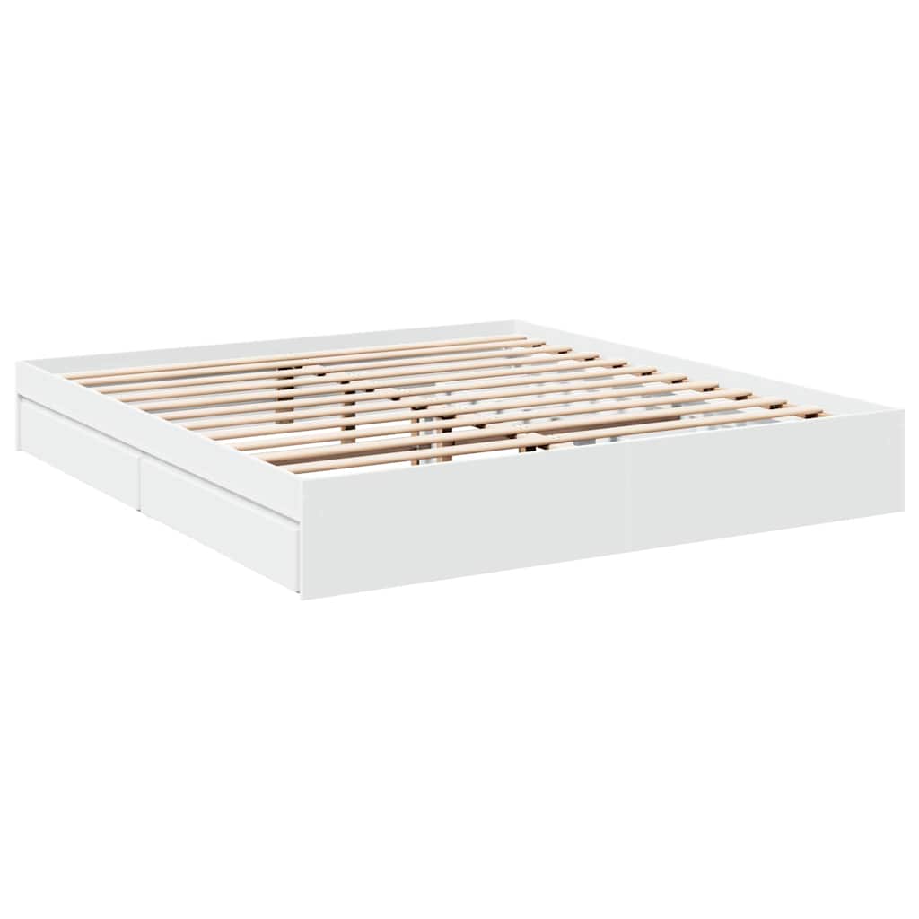 Cadre de lit avec tiroirs sans matelas blanc 180x200 cm - XIOS