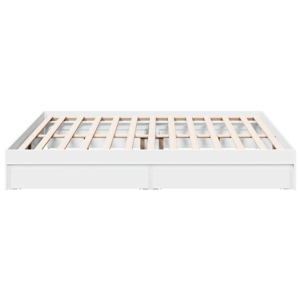 Cadre de lit avec tiroirs sans matelas blanc 180x200 cm - XIOS