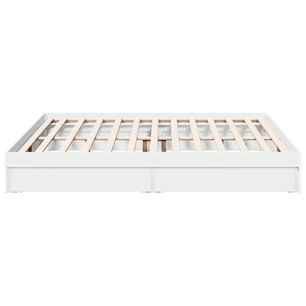 Cadre de lit avec tiroirs sans matelas blanc 180x200 cm - XIOS