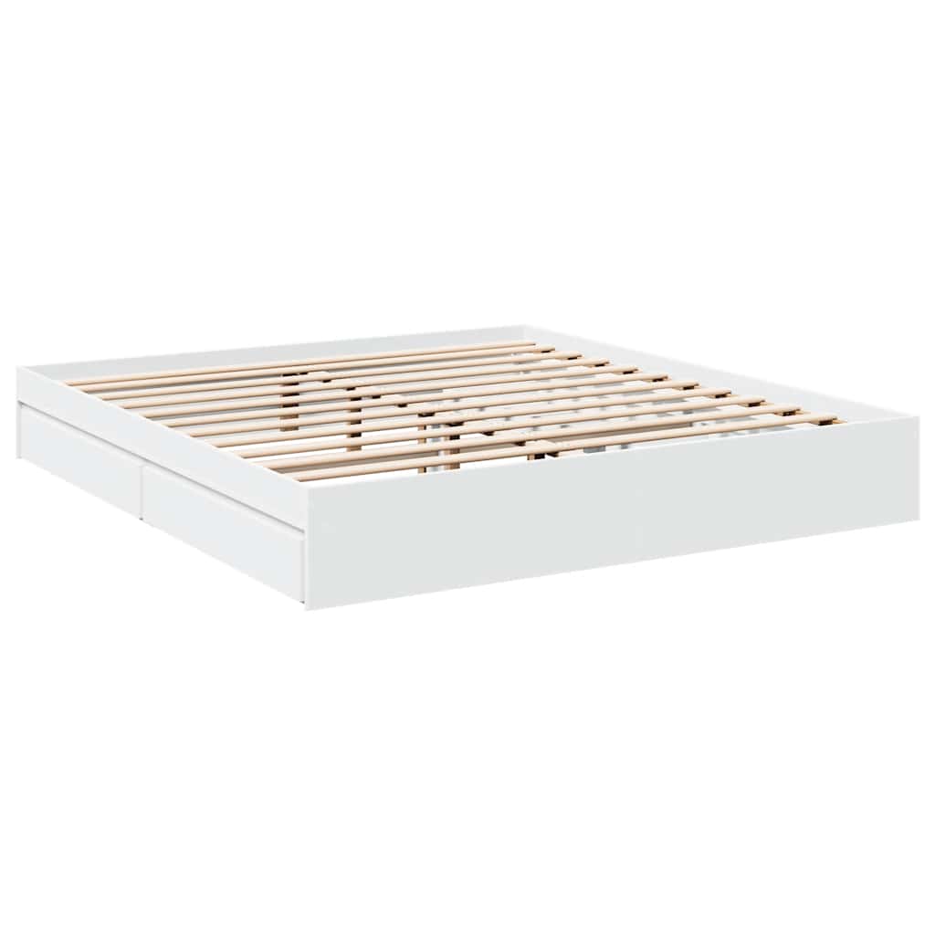 Cadre de lit avec tiroirs sans matelas blanc 180x200 cm - XIOS