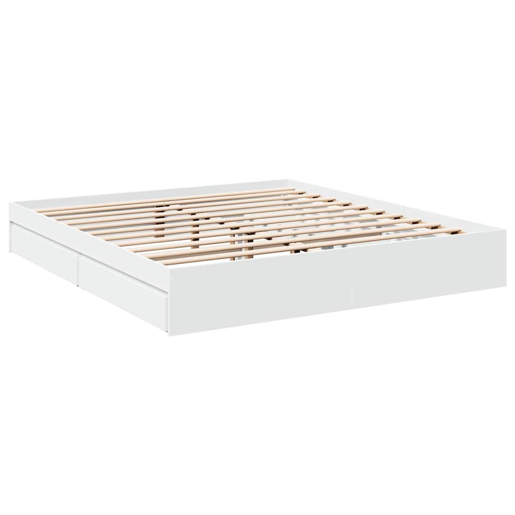 Cadre de lit avec tiroirs sans matelas blanc 180x200 cm