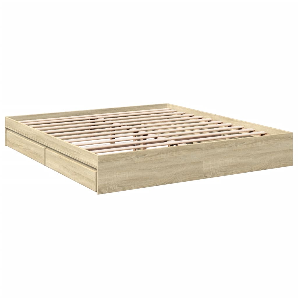 Cadre de lit avec tiroirs sans matelas chêne sonoma 180x200 cm - XIOS