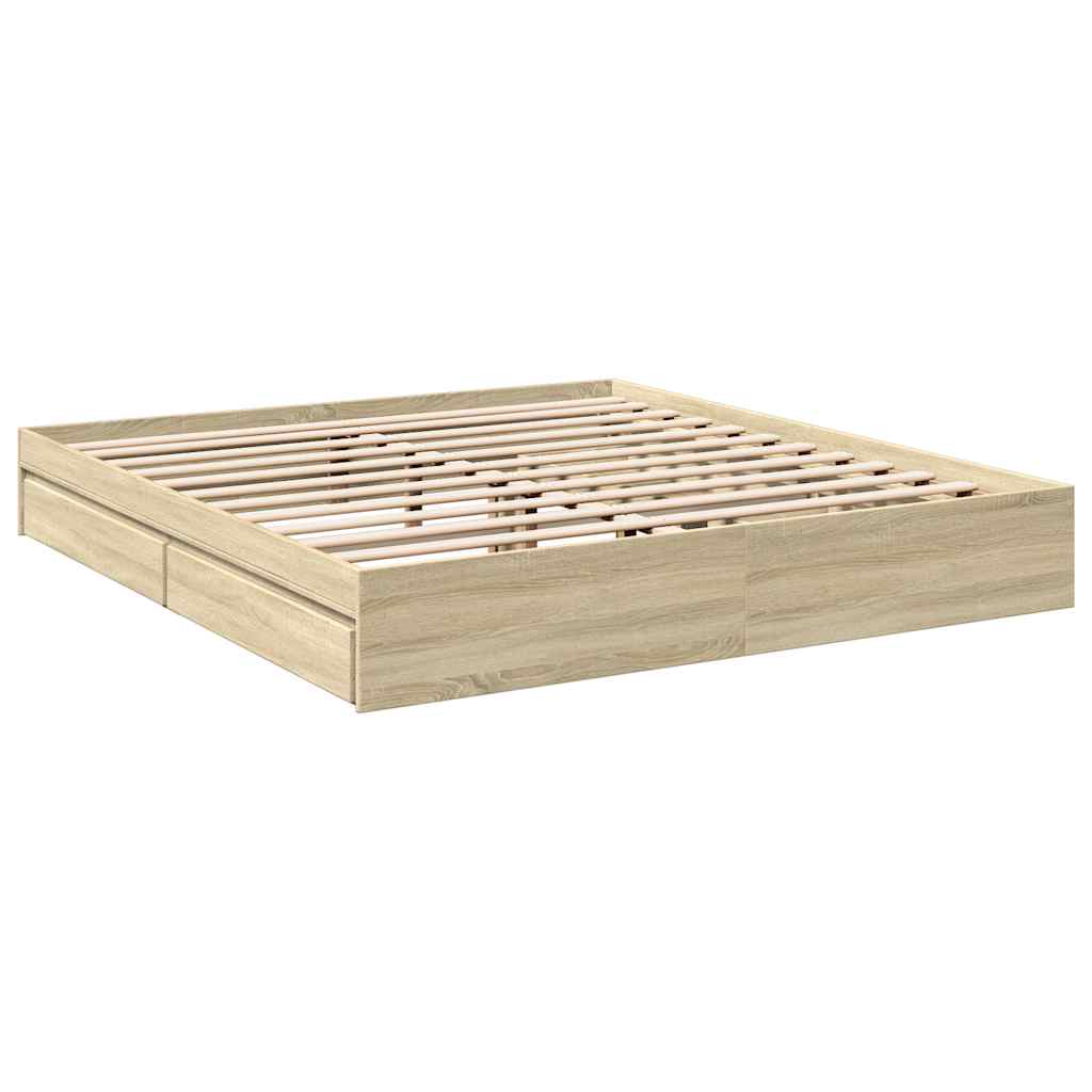 Cadre de lit avec tiroirs sans matelas chêne sonoma 180x200 cm - XIOS