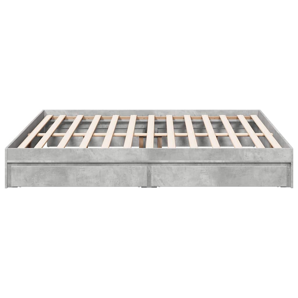 Cadre de lit avec tiroirs sans matelas gris béton 180x200 cm - XIOS