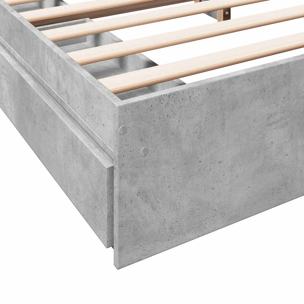 Cadre de lit avec tiroirs sans matelas gris béton 180x200 cm - XIOS
