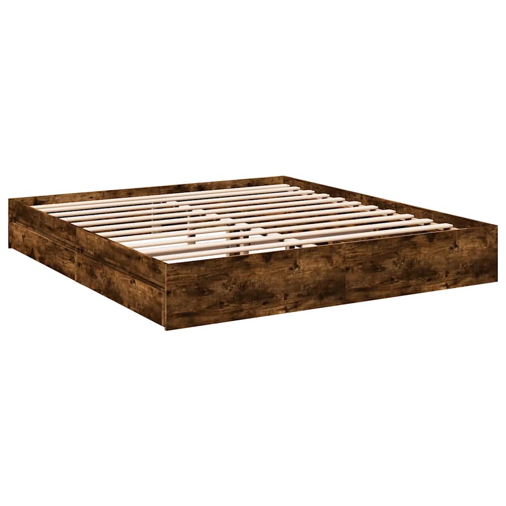 Cadre de lit avec tiroirs sans matelas chêne fumé 180x200 cm - XIOS