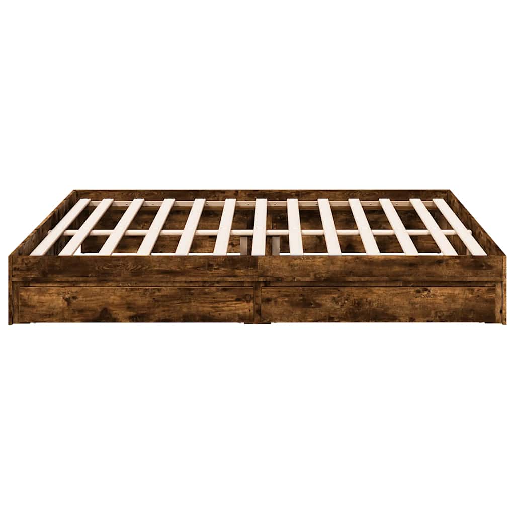 Cadre de lit avec tiroirs sans matelas chêne fumé 180x200 cm - XIOS