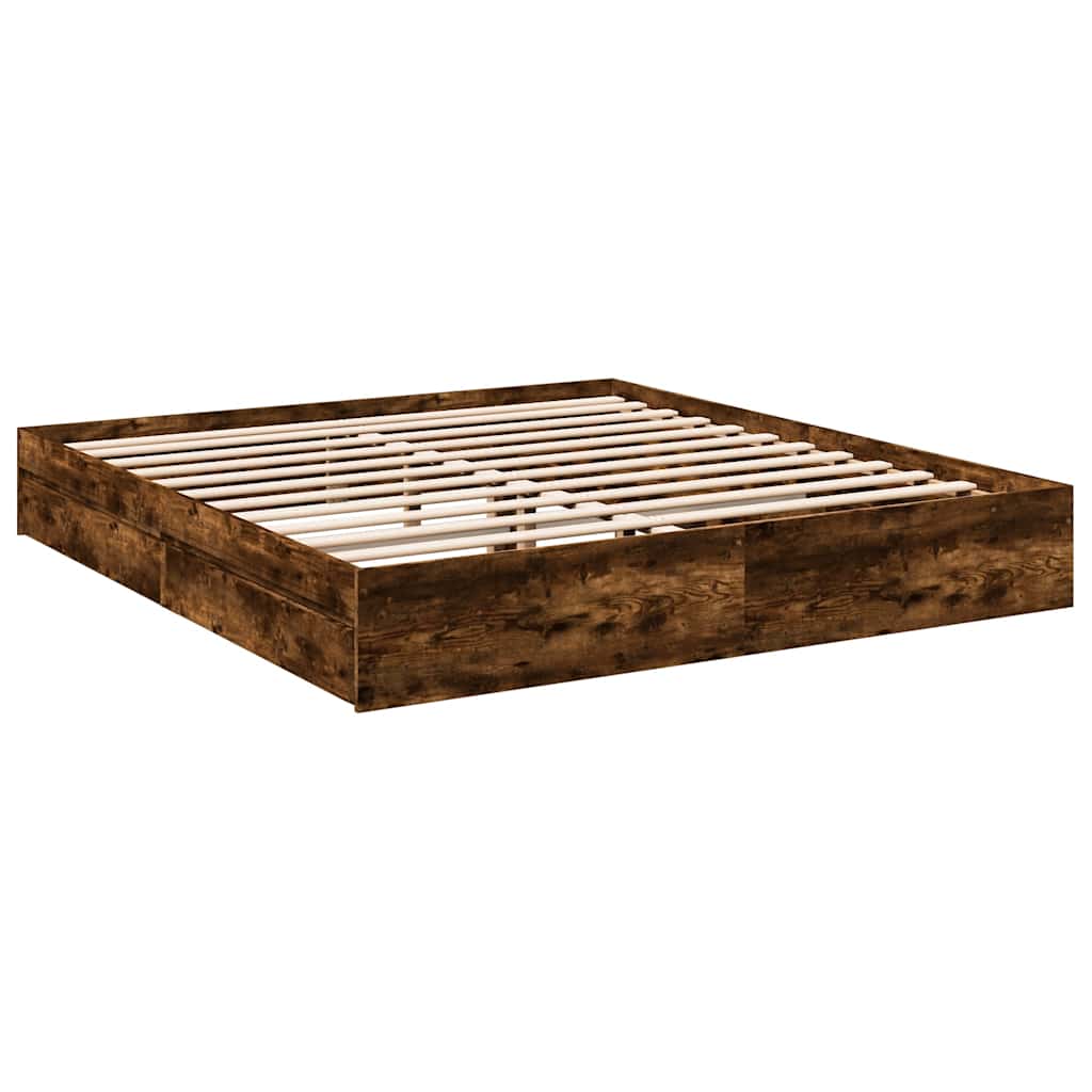 Cadre de lit avec tiroirs sans matelas chêne fumé 180x200 cm - XIOS