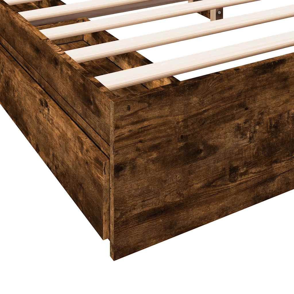 Cadre de lit avec tiroirs sans matelas chêne fumé 180x200 cm - XIOS