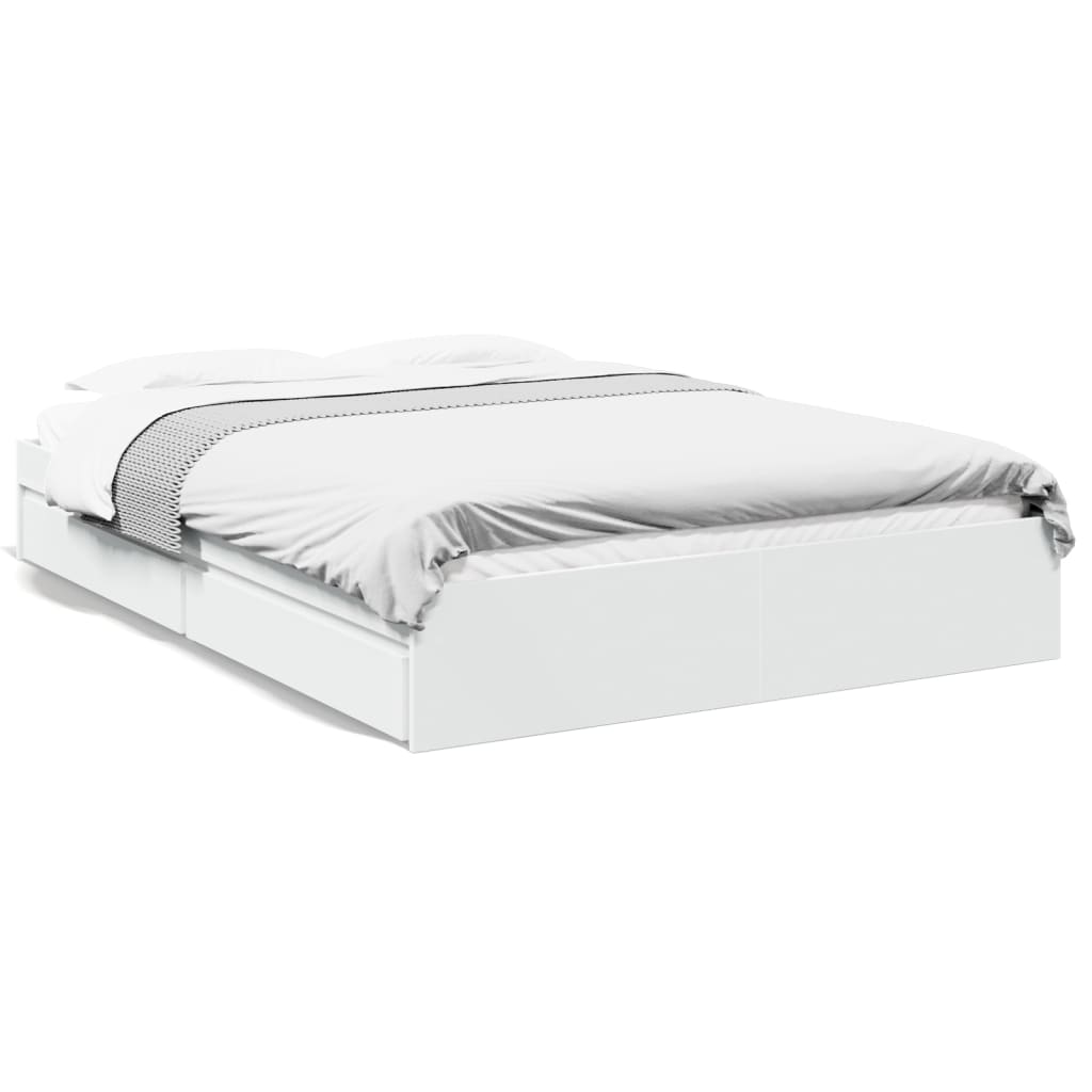 Cadre de lit avec tiroirs sans matelas blanc 160x200 cm - XIOS