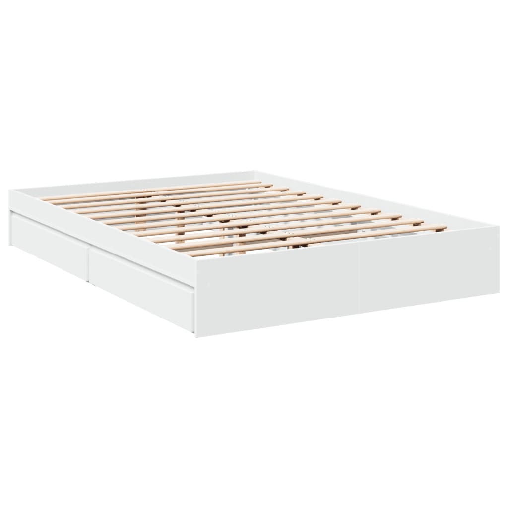 Cadre de lit avec tiroirs sans matelas blanc 160x200 cm - XIOS