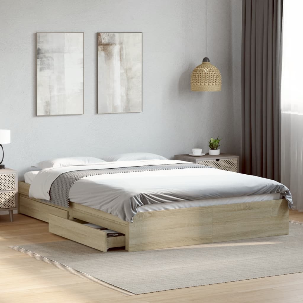 Cadre de lit avec tiroirs sans matelas chêne sonoma 160x200 cm - XIOS