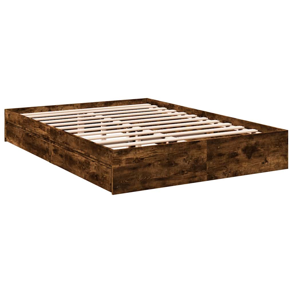 Cadre de lit avec tiroirs sans matelas chêne fumé 160x200 cm - XIOS