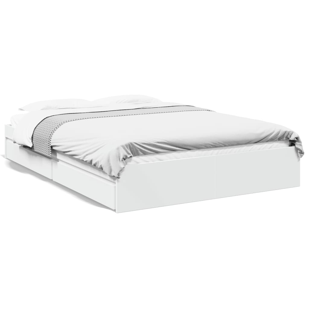 Cadre de lit avec tiroirs sans matelas blanc 150x200 cm - XIOS