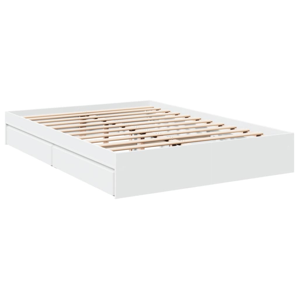 Cadre de lit avec tiroirs sans matelas blanc 150x200 cm - XIOS