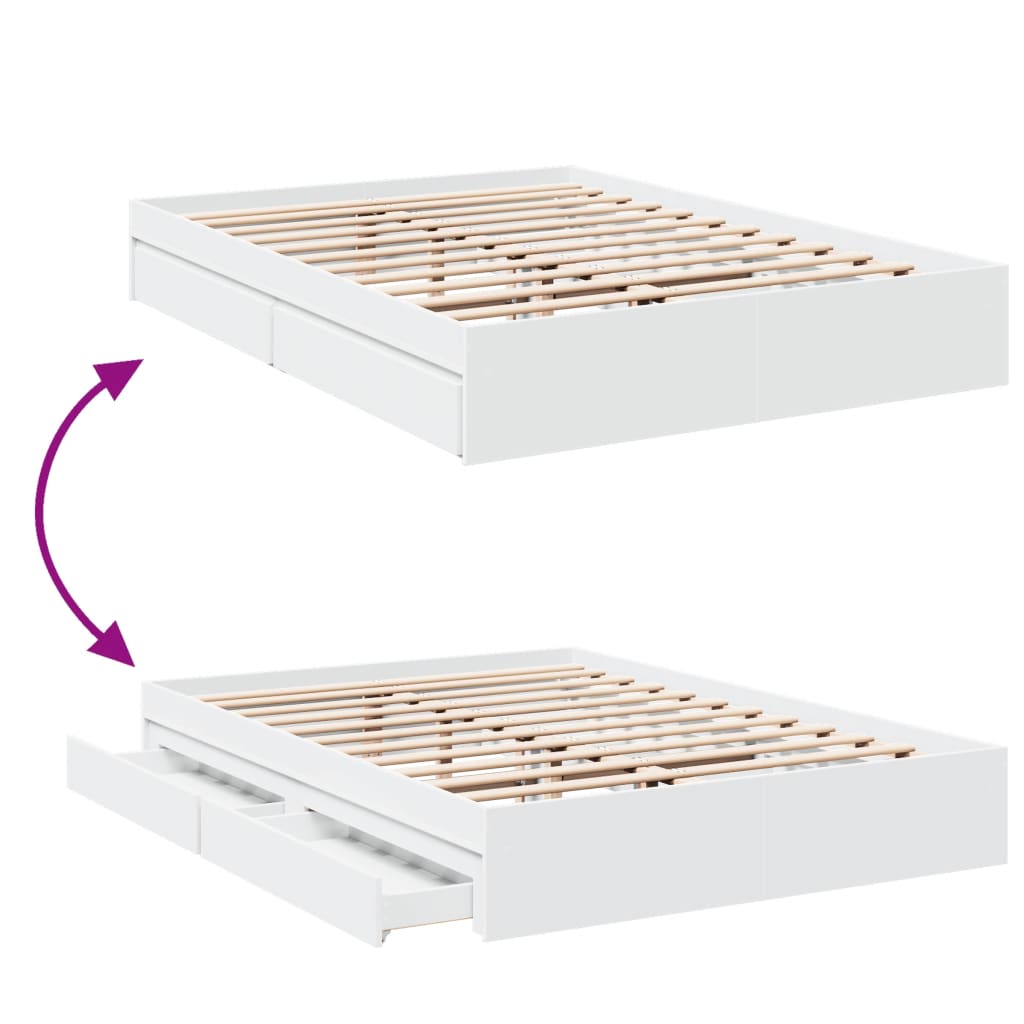 Cadre de lit avec tiroirs sans matelas blanc 150x200 cm - XIOS