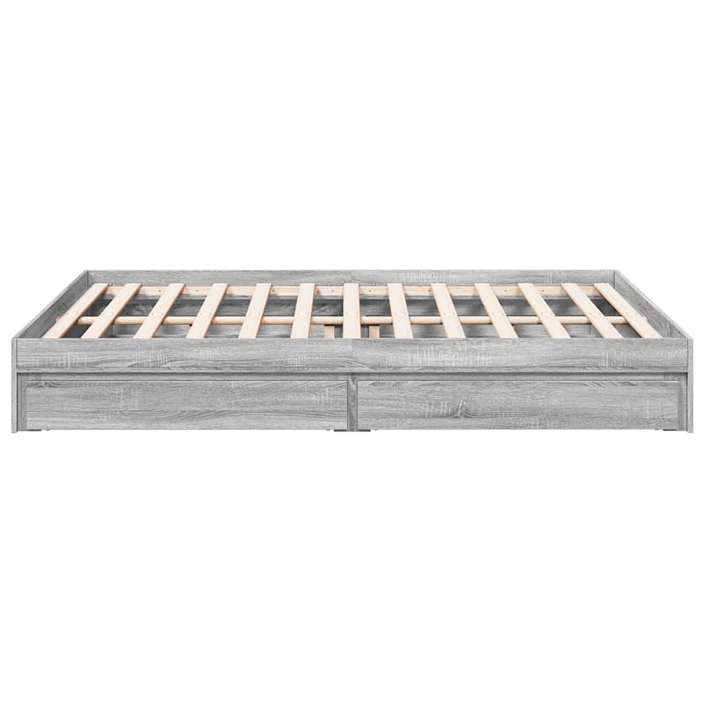 Cadre de lit avec tiroirs sans matelas sonoma gris 150x200 cm