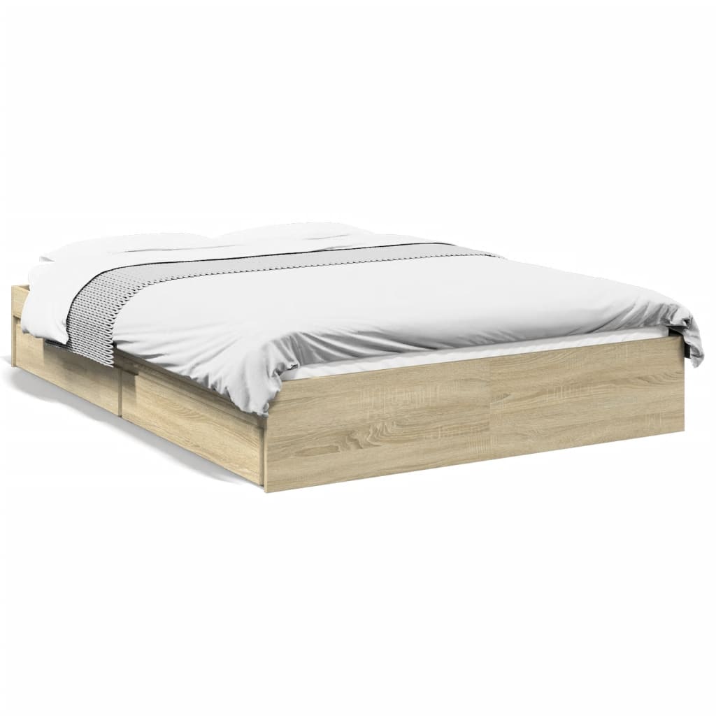 Cadre de lit avec tiroirs sans matelas chêne sonoma 140x200 cm - XIOS