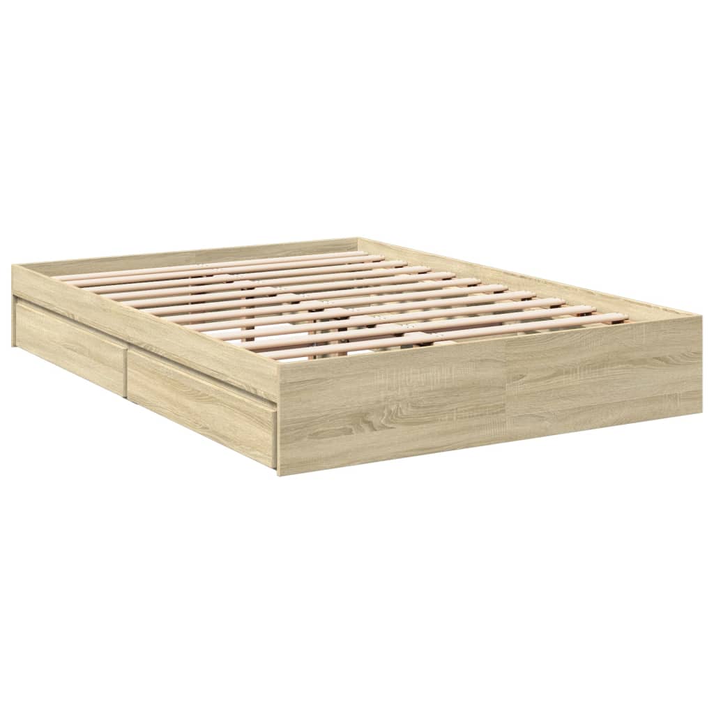 Cadre de lit avec tiroirs sans matelas chêne sonoma 140x200 cm - XIOS