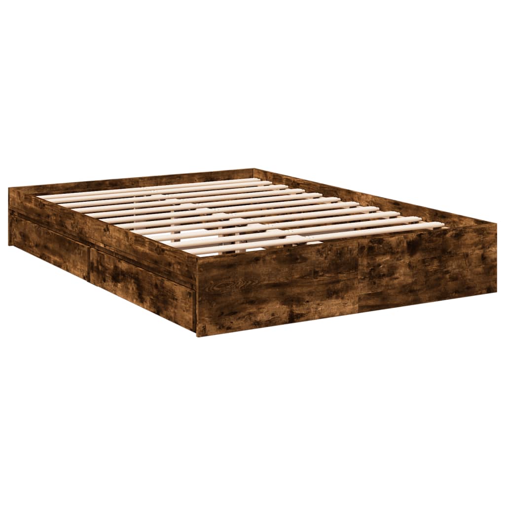 Cadre de lit avec tiroirs sans matelas chêne fumé 140x200 cm - XIOS