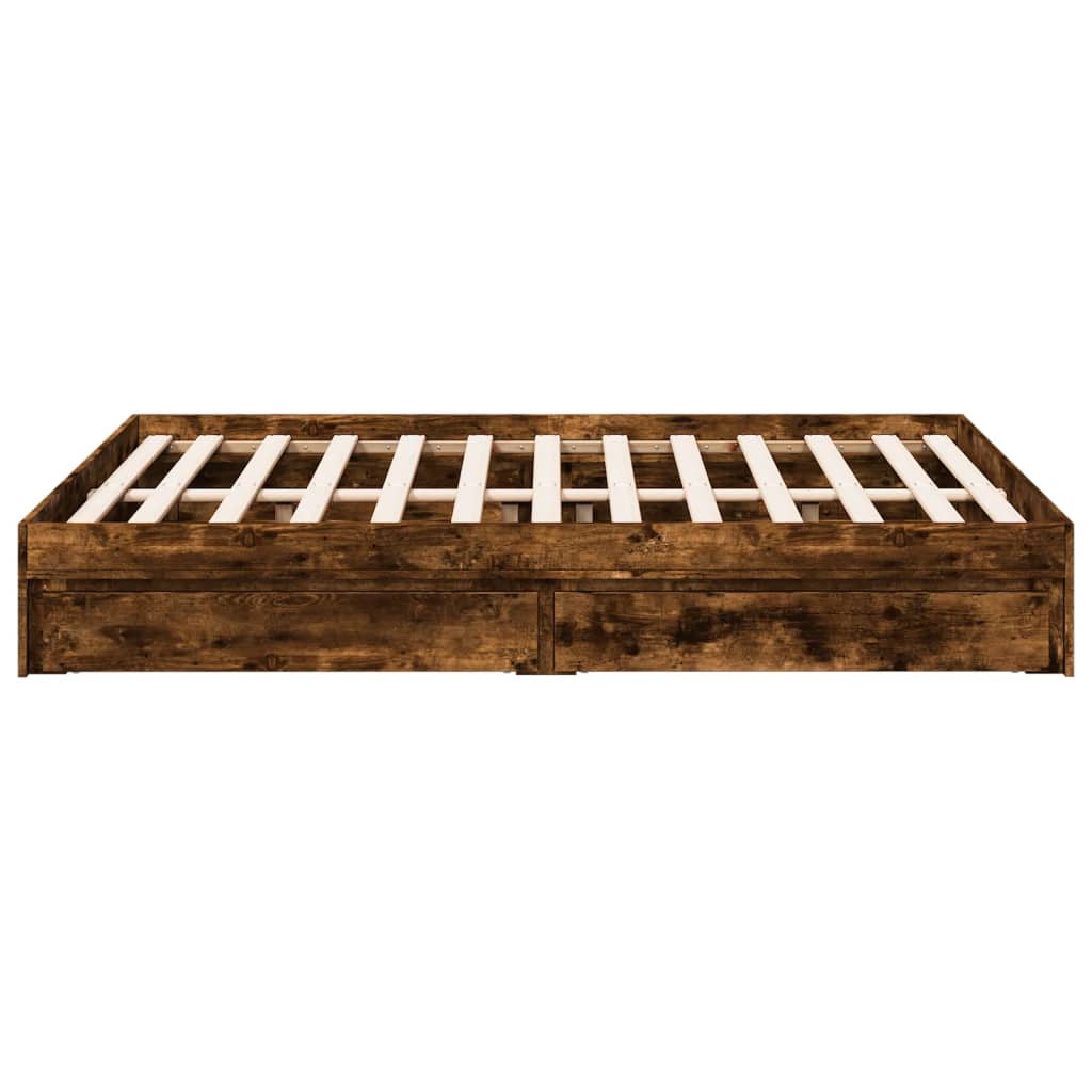 Cadre de lit avec tiroirs sans matelas chêne fumé 140x200 cm - XIOS