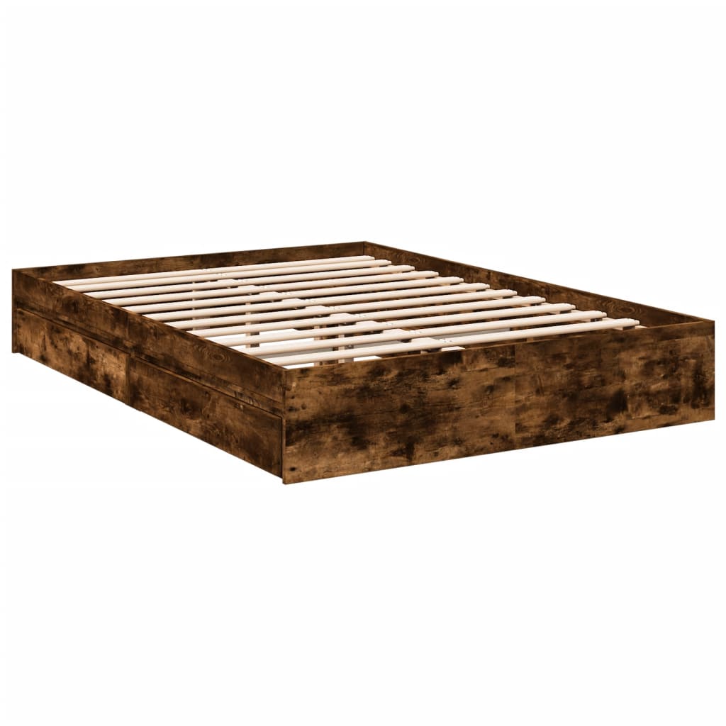 Cadre de lit avec tiroirs sans matelas chêne fumé 140x200 cm - XIOS