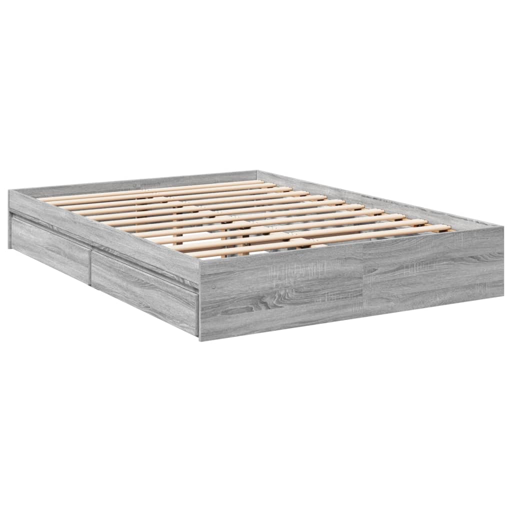 Cadre de lit avec tiroirs sans matelas sonoma gris 140x200 cm - XIOS
