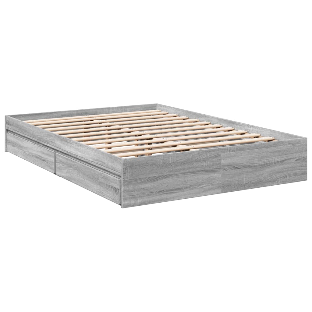 Cadre de lit avec tiroirs sans matelas sonoma gris 140x200 cm - XIOS