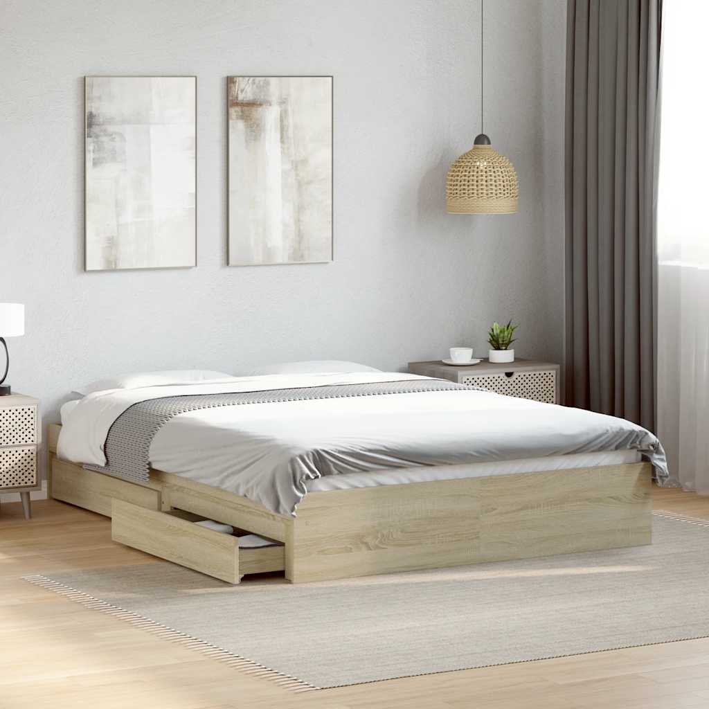 Cadre de lit avec tiroirs sans matelas chêne sonoma 120x200 cm - XIOS