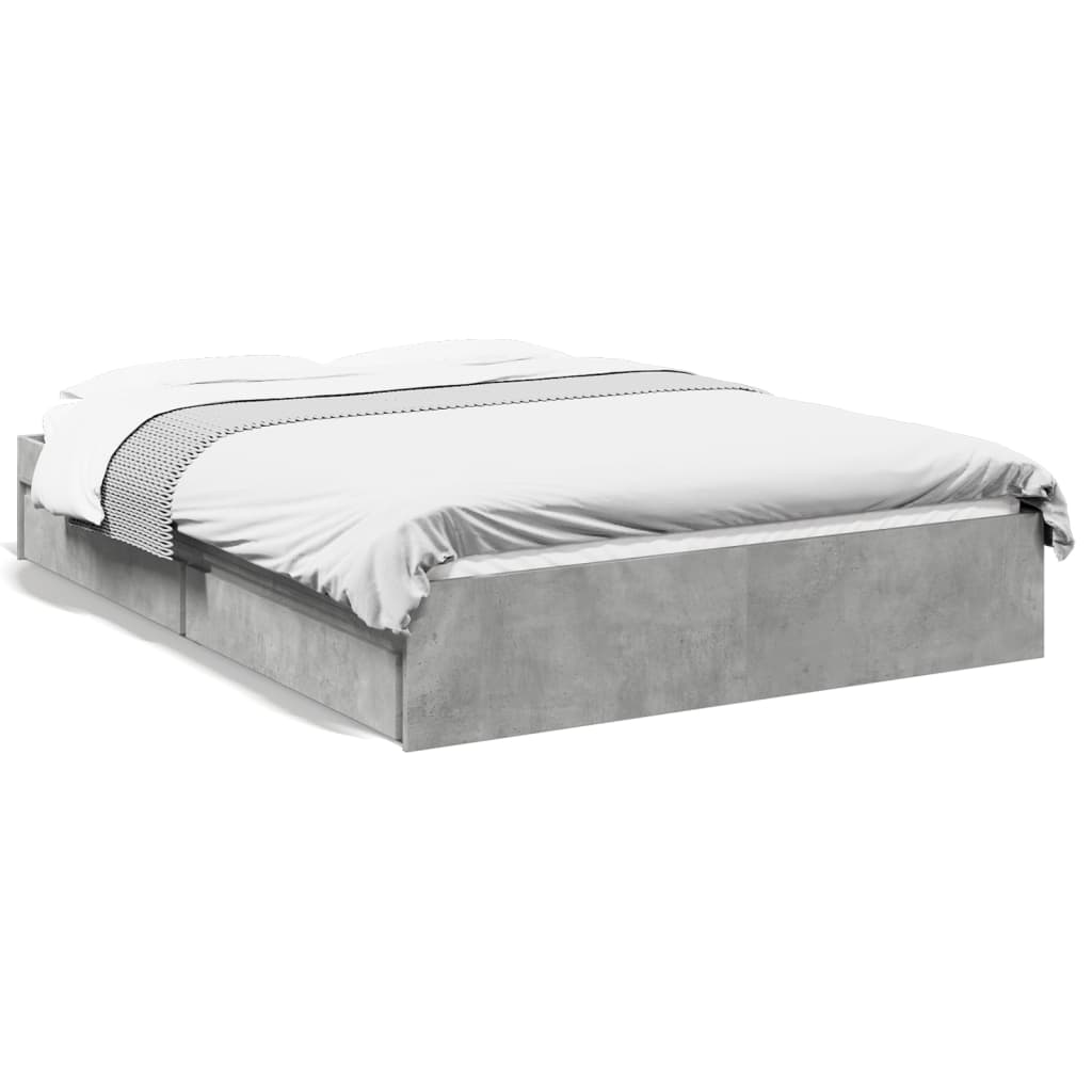 Cadre de lit avec tiroirs sans matelas gris béton 120x200 cm - XIOS