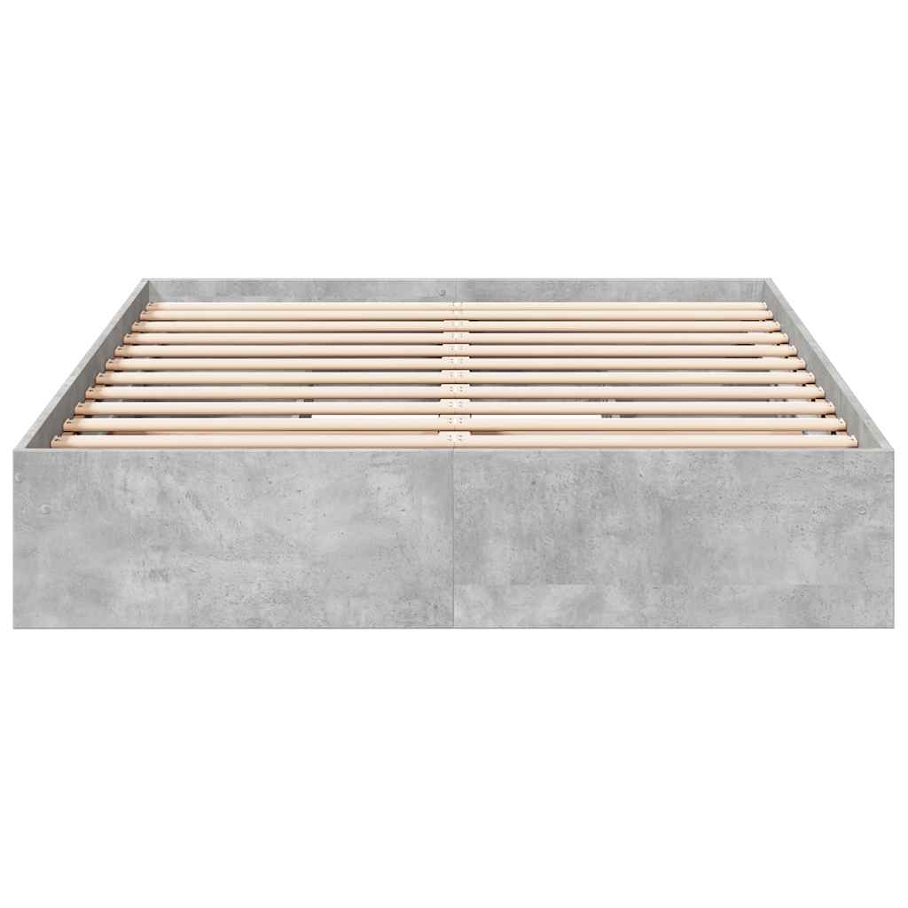 Cadre de lit avec tiroirs sans matelas gris béton 120x200 cm