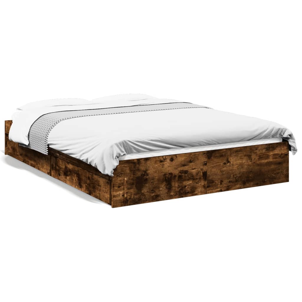 Cadre de lit avec tiroirs sans matelas chêne fumé 120x200 cm - XIOS