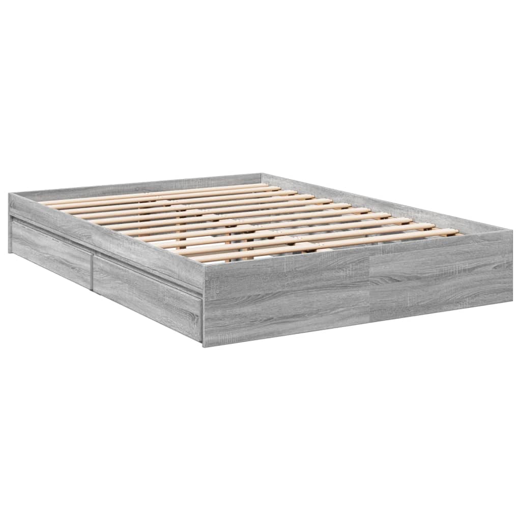 Cadre de lit avec tiroirs sans matelas sonoma gris 120x200 cm - XIOS