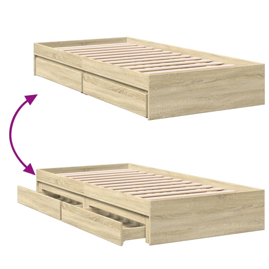 Cadre de lit avec tiroirs sans matelas chêne sonoma 100x200 cm - XIOS