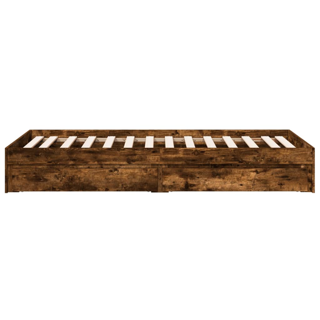 Cadre de lit avec tiroirs sans matelas chêne fumé 100x200 cm - XIOS