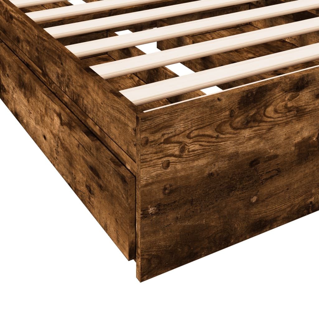 Cadre de lit avec tiroirs sans matelas chêne fumé 100x200 cm - XIOS